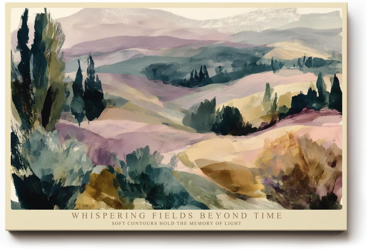Paul Sinus Wandbild 120x80cm Sanfte Hügellandschaft mit Zypressen Pastellfarbene Naturkunst