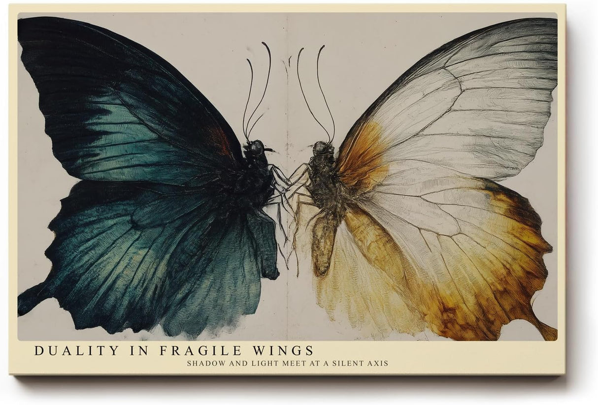 Paul Sinus Wandbild 120x80cm Schmetterling Illustration Dualitaet Natur Kunst Wanddekoration moderne Tierkunst Wohnzimmer Schlafzimmer