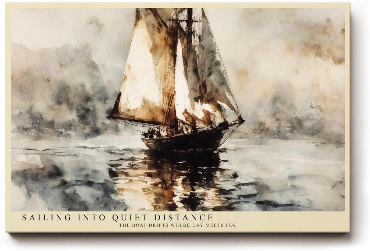 Paul Sinus Wandbild 120x80cm Segelboot Meer Landschaft Kunst Aquarell Stil Maritime Szene