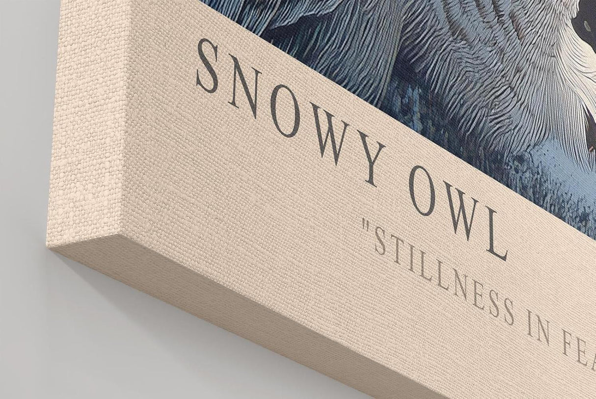 Paul Sinus Wandbild in 40x60cm Snowy Owl – elegante Schneeeule im Profil mit feiner Gefiederzeichnung vor winterlicher Kulisse