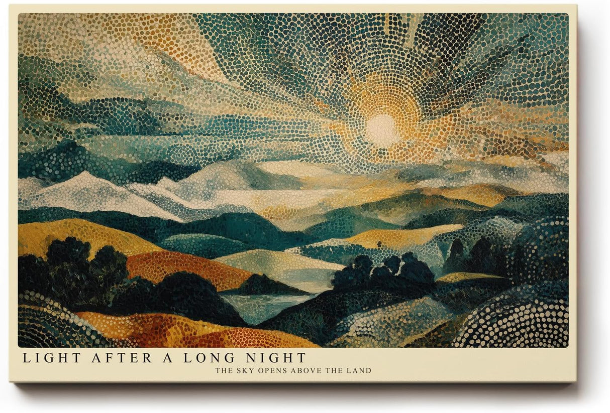 Paul Sinus Wandbild 120x80cm Sonnenaufgang Über Landschaft Moderne Naturkunst LeinWandbild 120x80cm Abstrakte Landschaft Wanddekoration