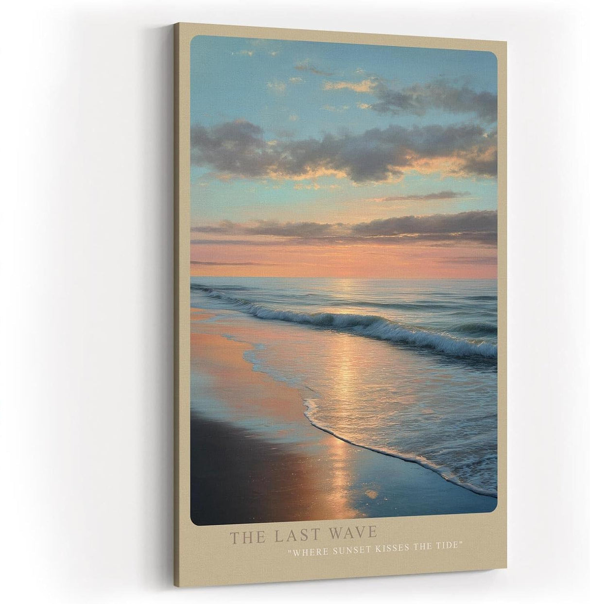 Paul Sinus Wandbild in 40x60cm Sonnenuntergang am Meer mit sanften Wellen und reflektierendem Licht auf dem Wasser