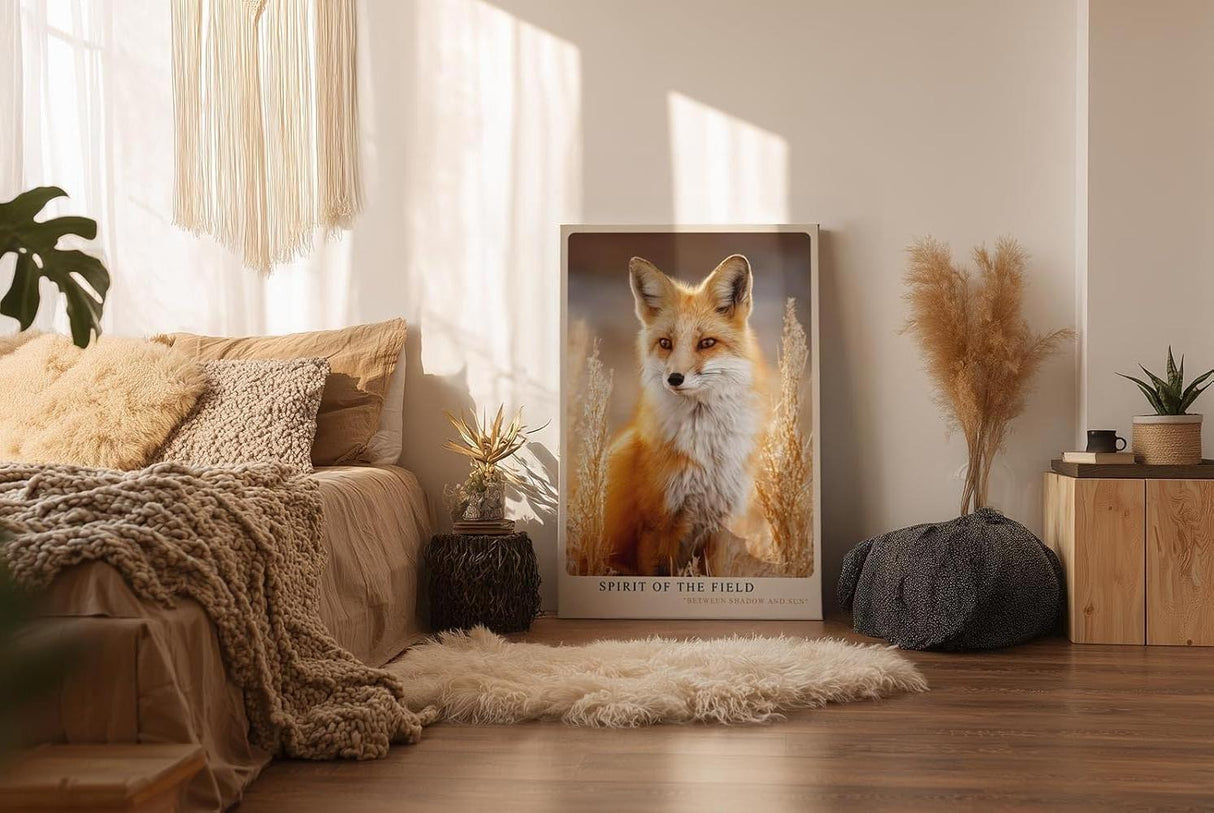 Paul Sinus Wandbild in 40x60cm Spirit of the Field – Naturgetreues Fuchsporträt im goldenen Feldlicht