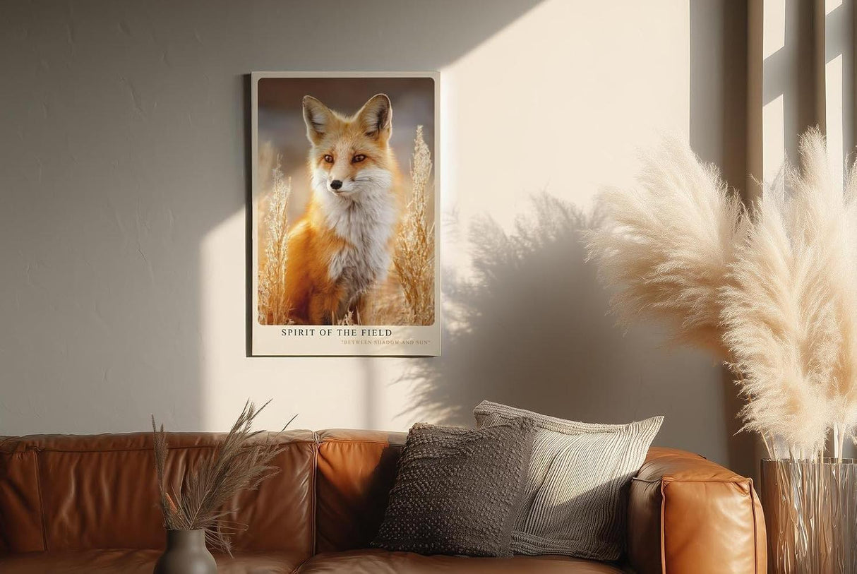 Paul Sinus Wandbild in 40x60cm Spirit of the Field – Naturgetreues Fuchsporträt im goldenen Feldlicht