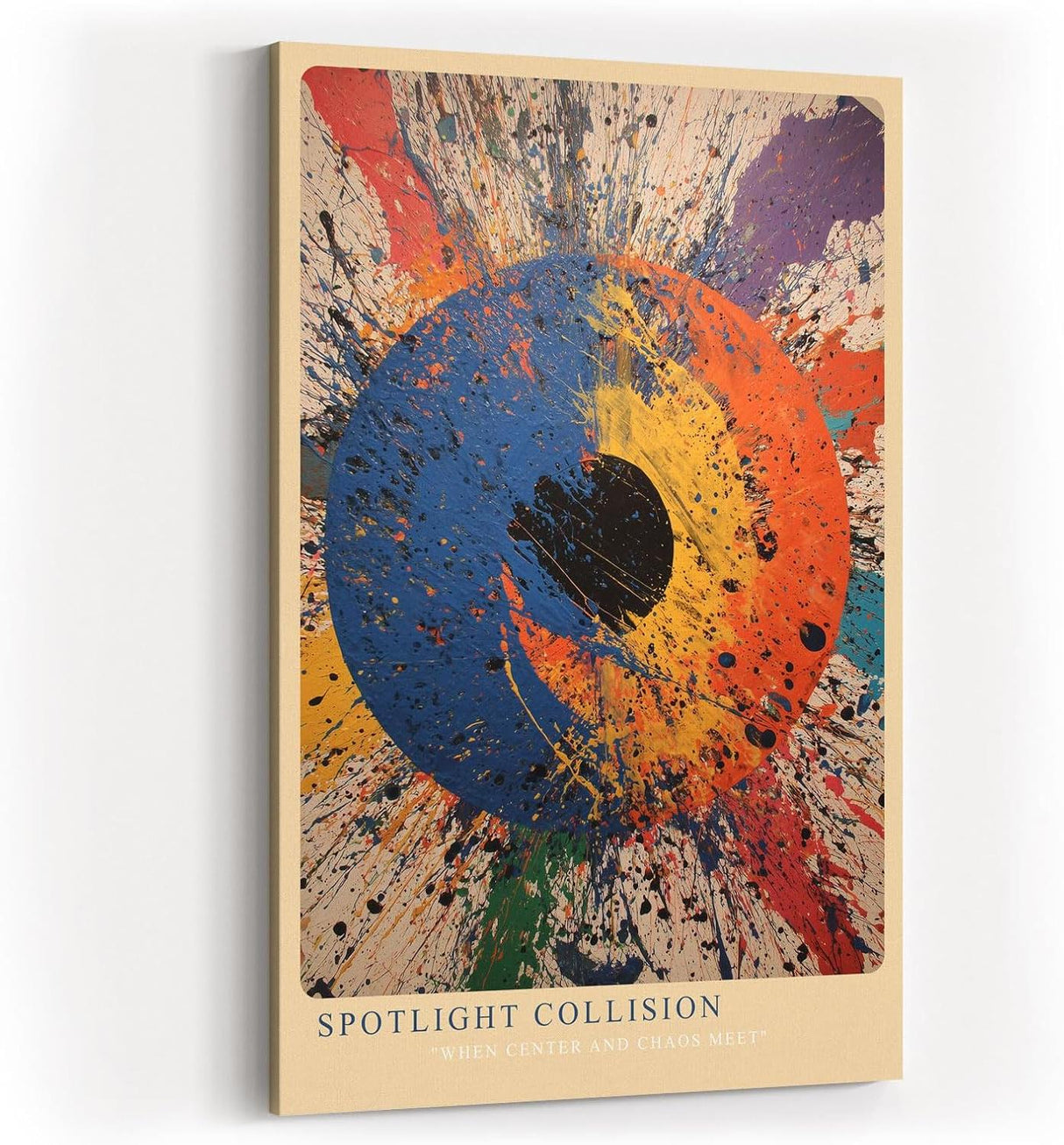 Paul Sinus Wandbild in 40x60cm Spotlight Collision Abstrakte Farbexplosion mit zentralem Fokus