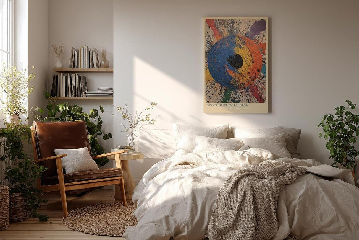 Paul Sinus Wandbild in 40x60cm Spotlight Collision Abstrakte Farbexplosion mit zentralem Fokus