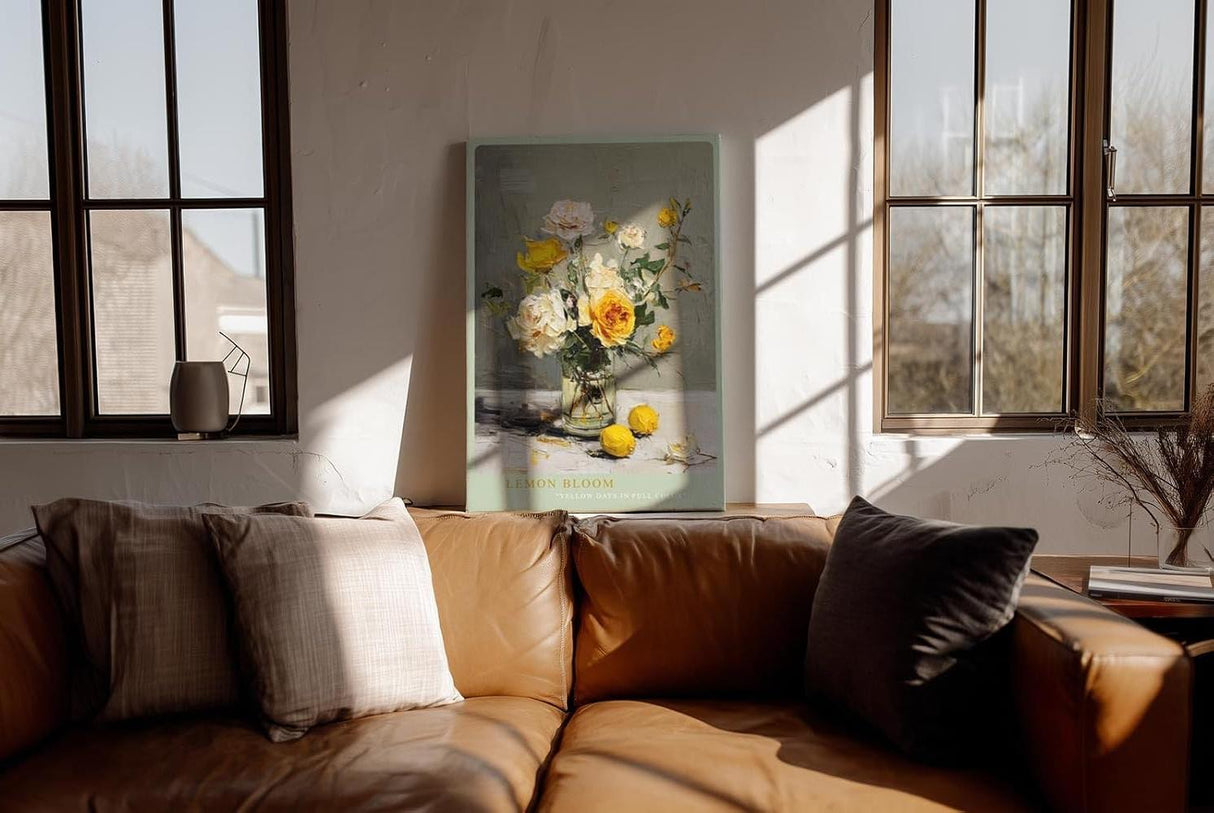 Paul Sinus Wandbild in 40x60cm Stillleben mit gelben und weißen Rosen – ausdrucksstarkes Ölgemälde für elegante Raumgestaltung