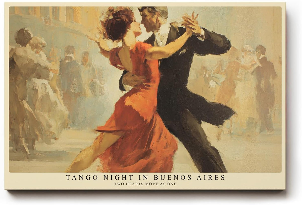 Paul Sinus Wandbild 120x80cm Tango Tanz Paar Kunst LeinWandbild 120x80cm Elegante Tanz Szene Romantische Wanddekoration