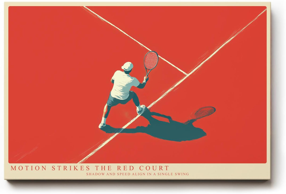Paul Sinus Wandbild 120x80cm Tennisspieler auf rotem Platz moderne Sport Illustration mit dynamischer Bewegung