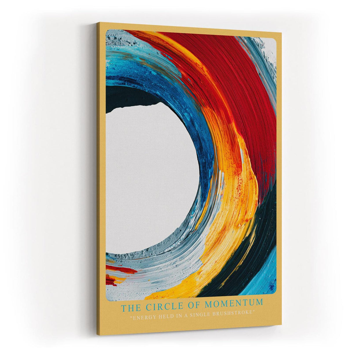 Paul Sinus Wandbild in 40x60cm The Circle of Momentum – Dynamischer Farbkreis in Rot, Gelb, Blau und Weiß