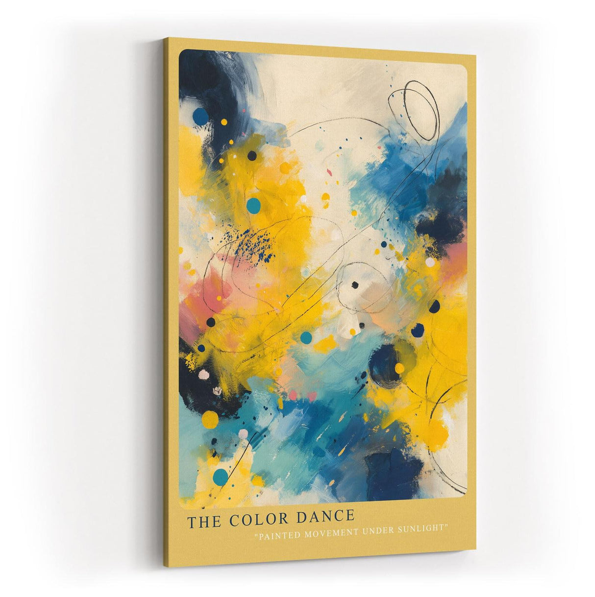 Paul Sinus Wandbild in 40x60cm The Color Dance – Farbintensive abstrakte Komposition in Gelb-, Blauund Weißtönen