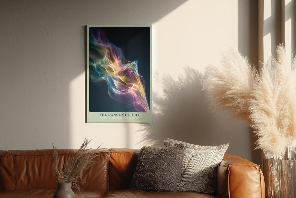 Paul Sinus Wandbild in 40x60cm The Dance of Light – abstrakte Lichtkomposition in fließenden Regenbogenfarben für kreative und moderne Raumgestaltung