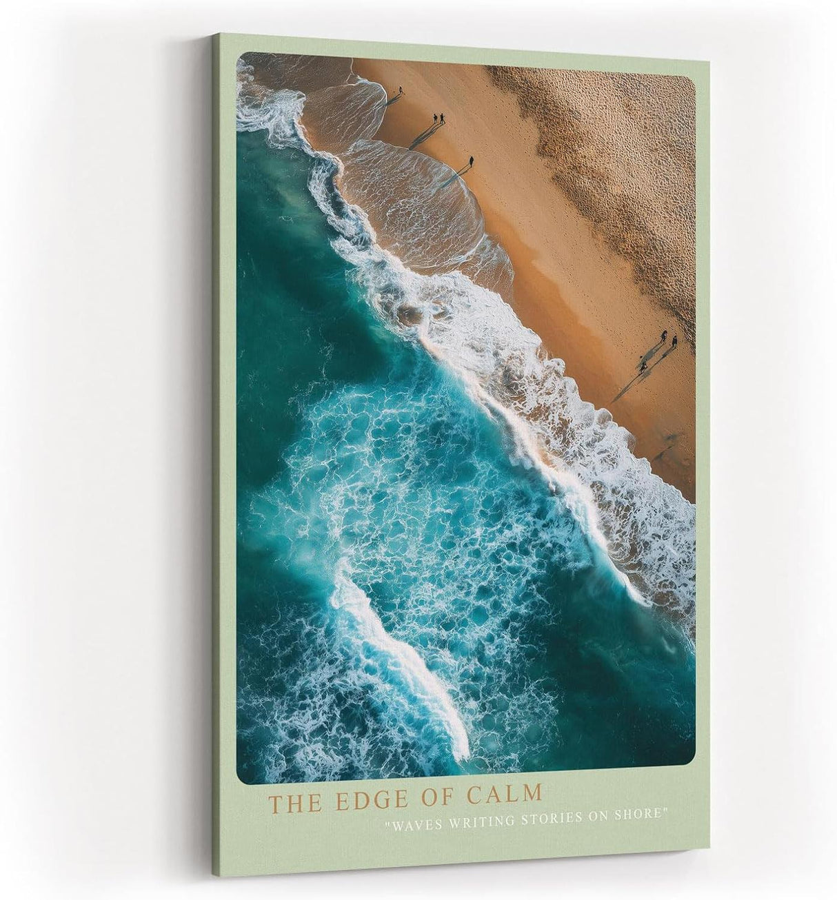 Paul Sinus Wandbild in 40x60cm The Edge of Calm – Luftaufnahme von Strand und Wellen in Türkisund Sandtönen