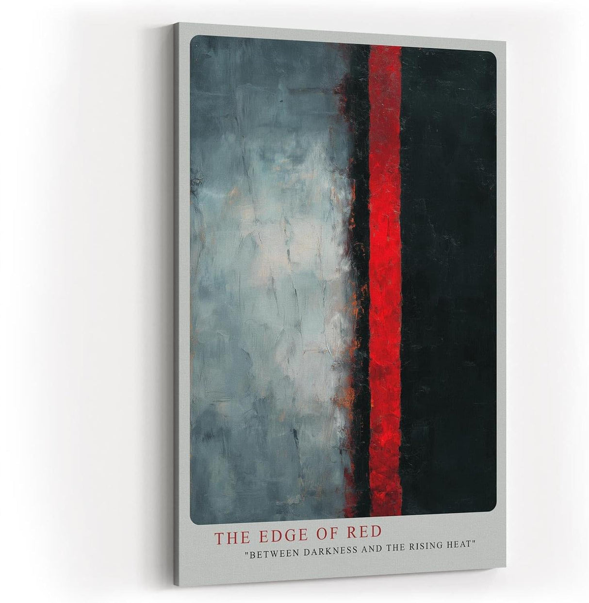 Paul Sinus Wandbild in 40x60cm The Edge of Red – Abstraktes Kunstwerk mit starkem Farbkontrast zwischen Schwarz, Grau und Rot