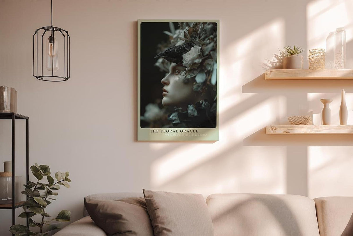 Paul Sinus Wandbild in 40x60cm The Floral Oracle – Porträt einer Frau mit Blütenund Vogelkrone