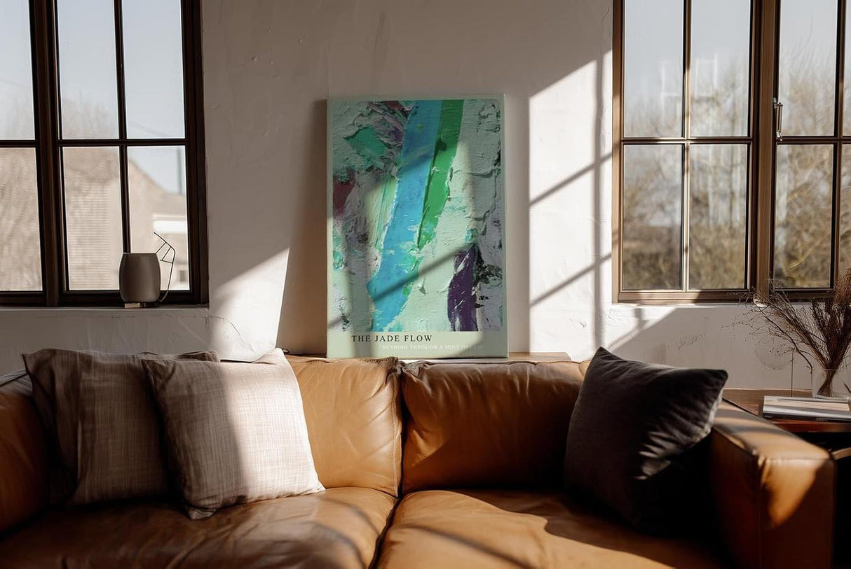 Paul Sinus Wandbild in 40x60cm The Jade Flow Abstrakte Komposition in Grüntönen mit dynamischen, pastosen Farbstrukturen