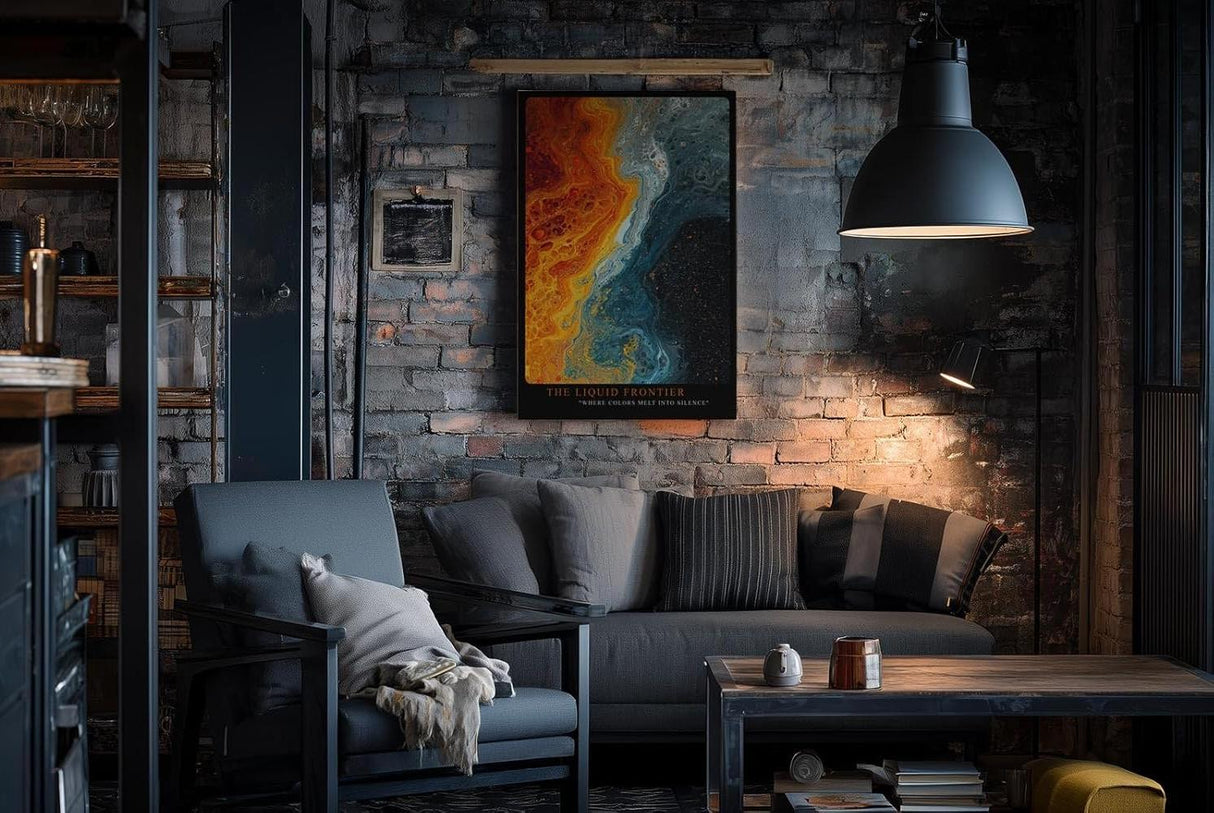 Paul Sinus Wandbild in 40x60cm The Liquid Frontier in kräftigen Blau-, Grauund Orangetönen mit fließendem Farbverlauf für stilvolle Raumakzente