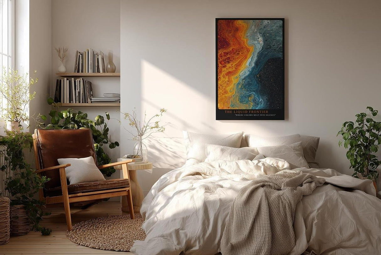 Paul Sinus Wandbild in 40x60cm The Liquid Frontier in kräftigen Blau-, Grauund Orangetönen mit fließendem Farbverlauf für stilvolle Raumakzente