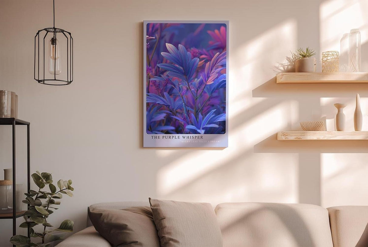 Paul Sinus Wandbild in 40x60cm The Purple Whisper – Traumhafte Nahaufnahme violetter Pflanzenblätter in leuchtenden Farbverläufen für moderne Raumakzente