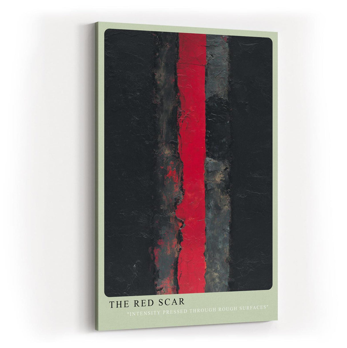Paul Sinus Wandbild in 40x60cm The Red Scar – Abstraktes Kunstwerk mit intensivem rotem Streifen auf dunklem Grund