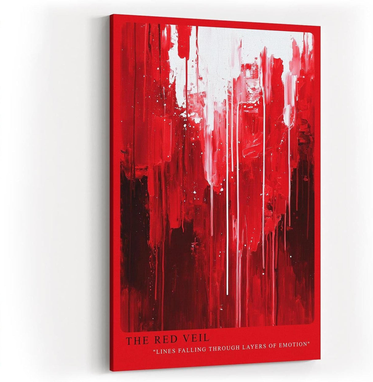 Paul Sinus Wandbild in 40x60cm The Red Veil – Abstraktes Kunstwerk mit dynamischen Linien in kräftigen Rottönen