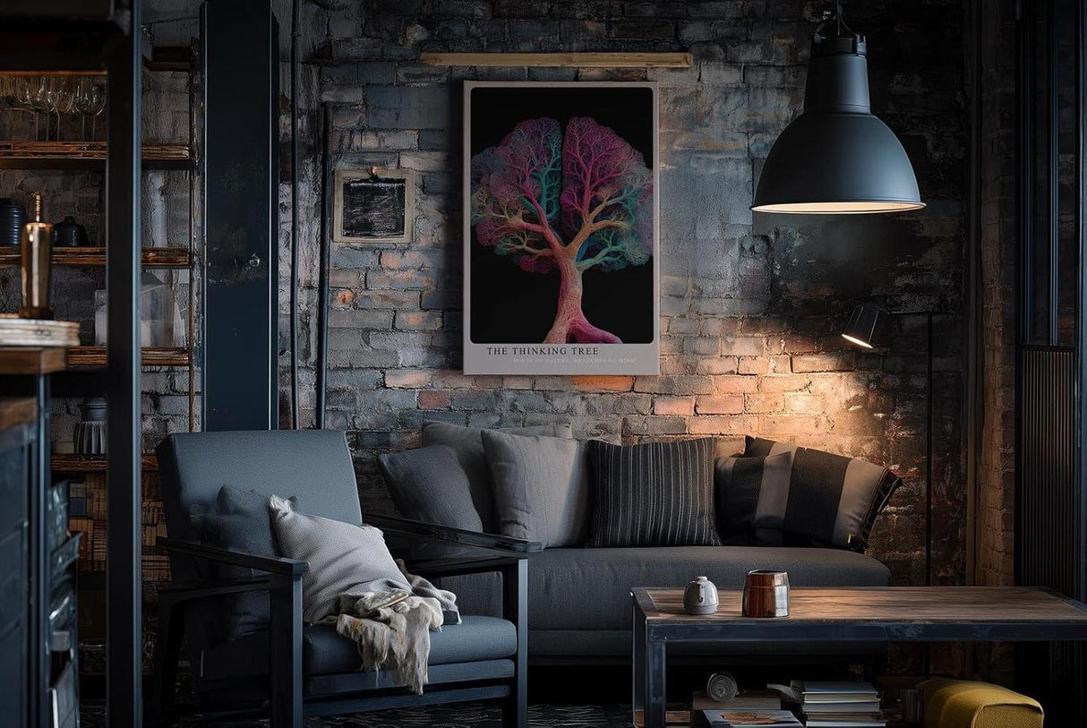 Paul Sinus Wandbild in 40x60cm The Thinking Tree – farbintensiver Baum mit neuronaler Struktur, moderne Naturund Gedankenmetapher