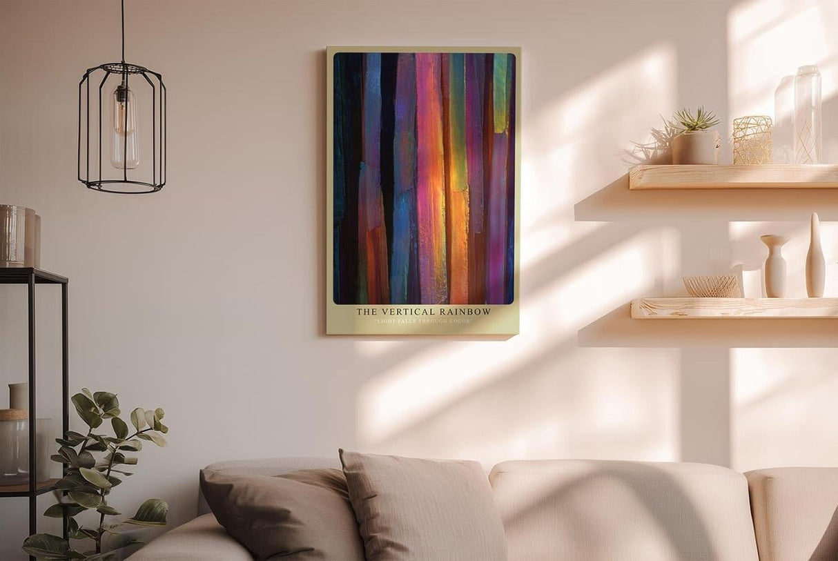 Paul Sinus Wandbild in 40x60cm The Vertical Rainbow – abstraktes Farbmotiv mit vertikalen Regenbogenstreifen für moderne und kreative Raumgestaltung
