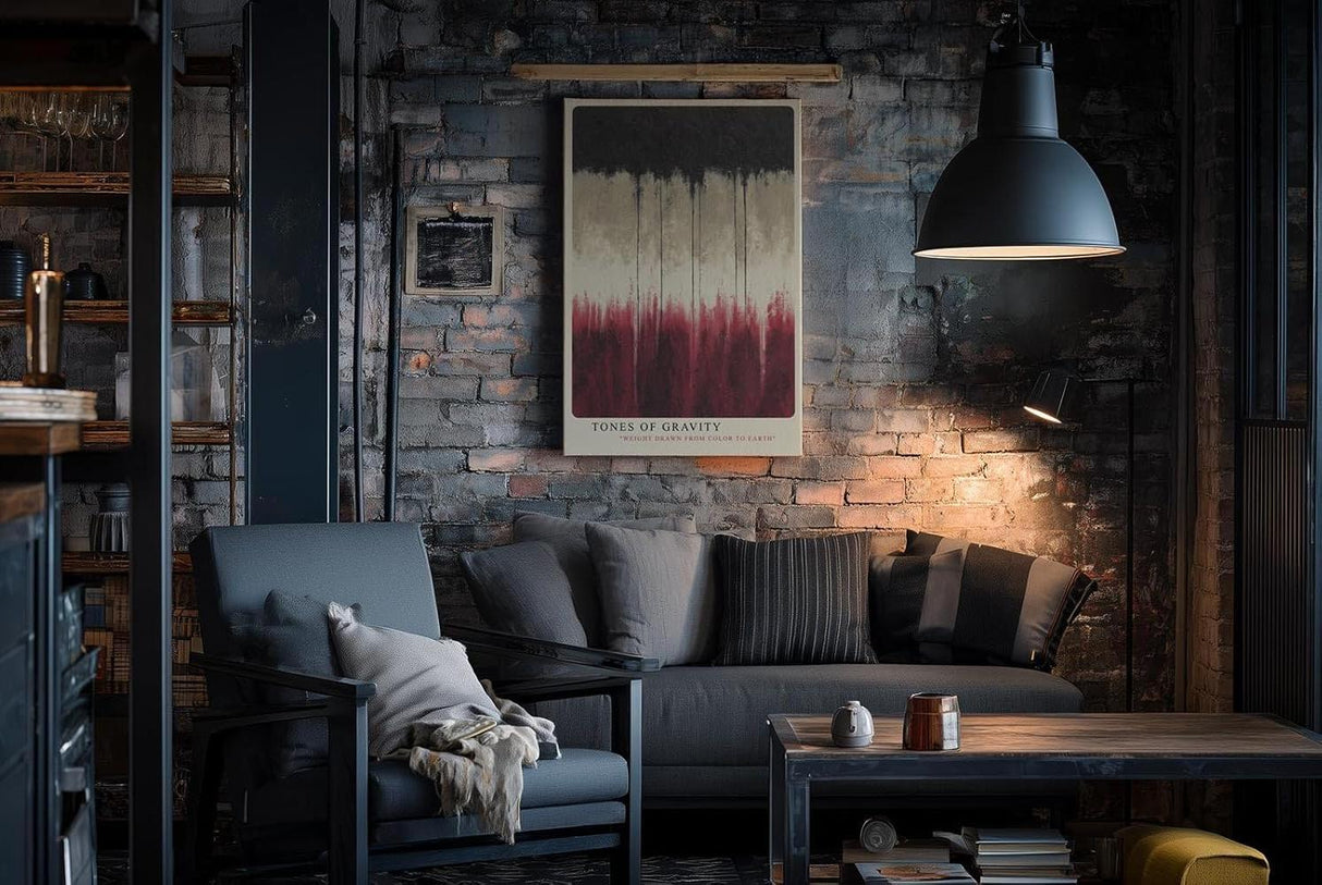 Paul Sinus Wandbild in 40x60cm Tones of Gravity – Abstraktes Kunstwerk mit harmonischen Farbverläufen in Schwarz, Beige und Rot