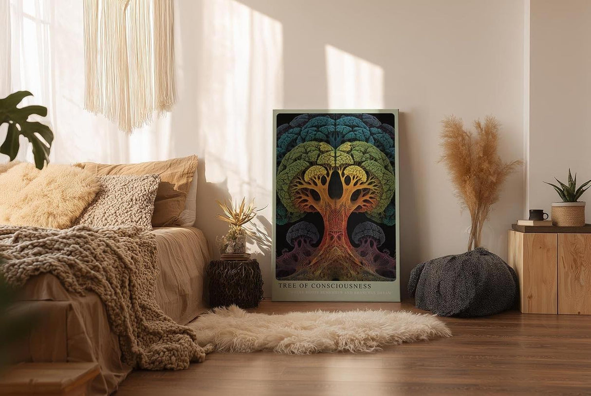 Paul Sinus Wandbild in 40x60cm Tree of Consciousness – farbenprächtiger Baum mit symmetrischer Struktur, abstrakte Naturmetapher
