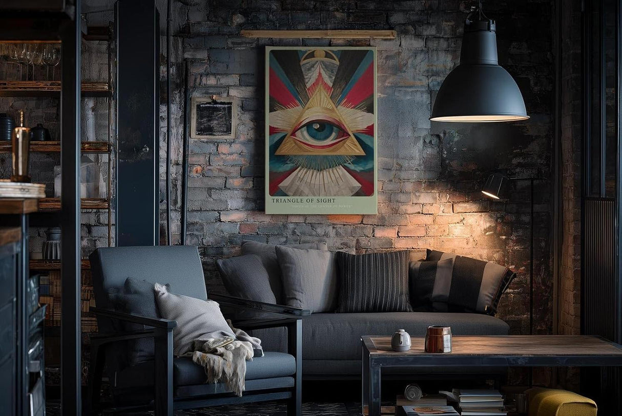 Paul Sinus Wandbild in 40x60cm Triangle of Sight Geometrisches Auge im goldenen Dreieck