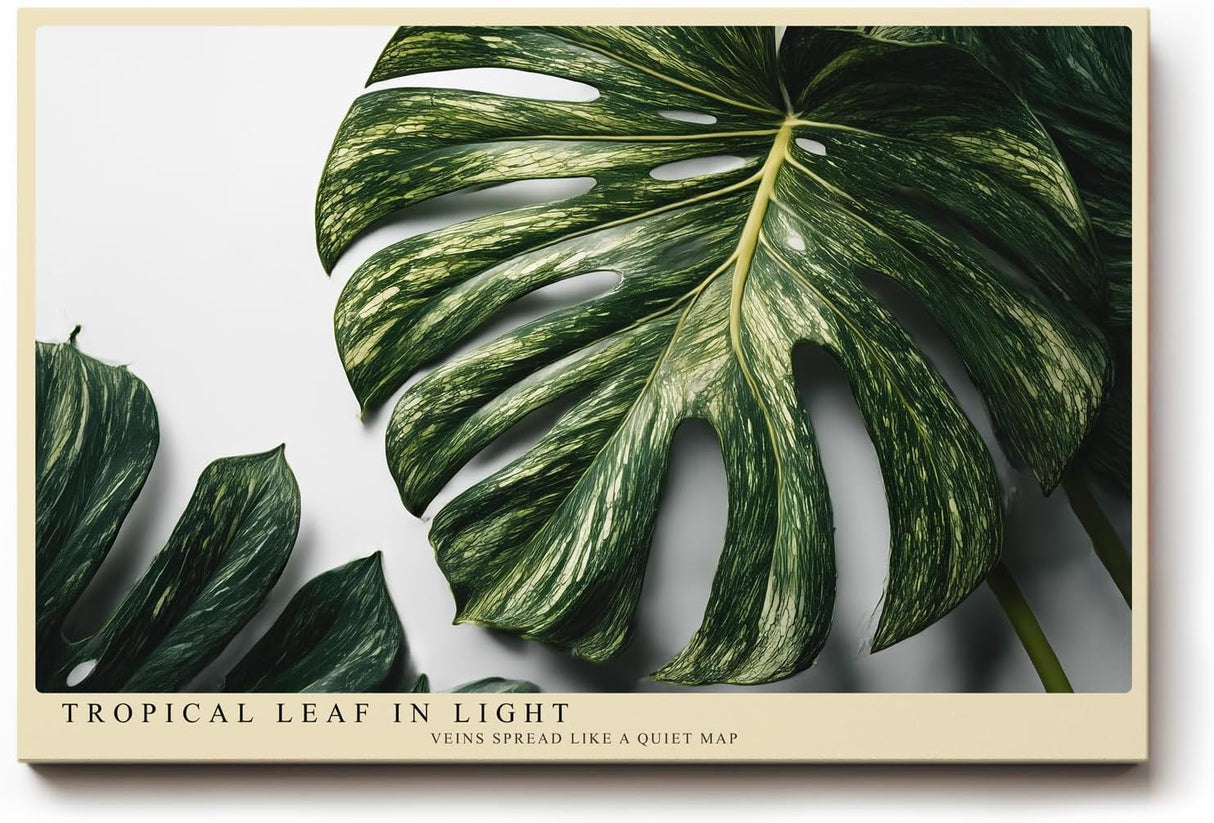 Paul Sinus Wandbild 120x80cm Tropical Leaf in Light tropisches Monstera Blatt botanische Natur Fotokunst modernes Pflanzen Poster für Wohnzimmer Büro