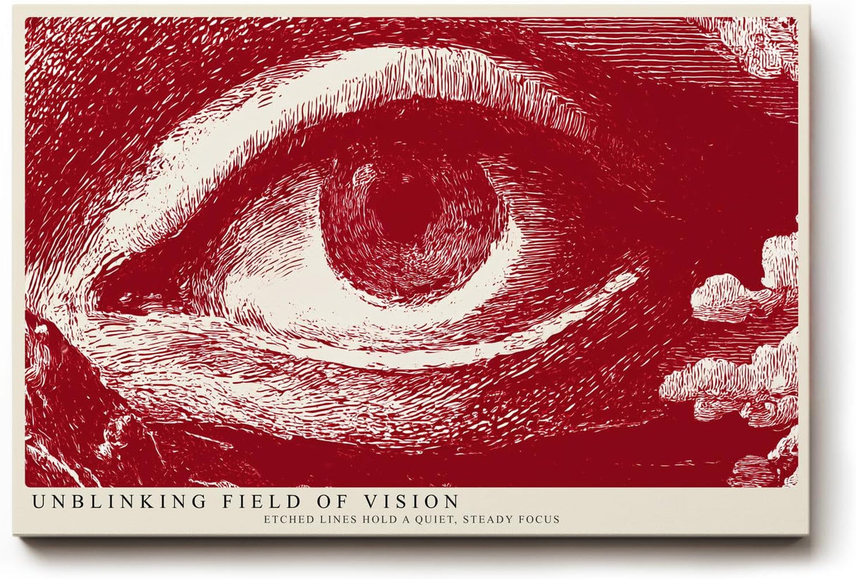 Paul Sinus Wandbild 120x80cm Unblinking Field of Vision Abstraktes Auge Grafik Kunst in Rot Moderne Illustration fuer Wohnzimmer und Büro