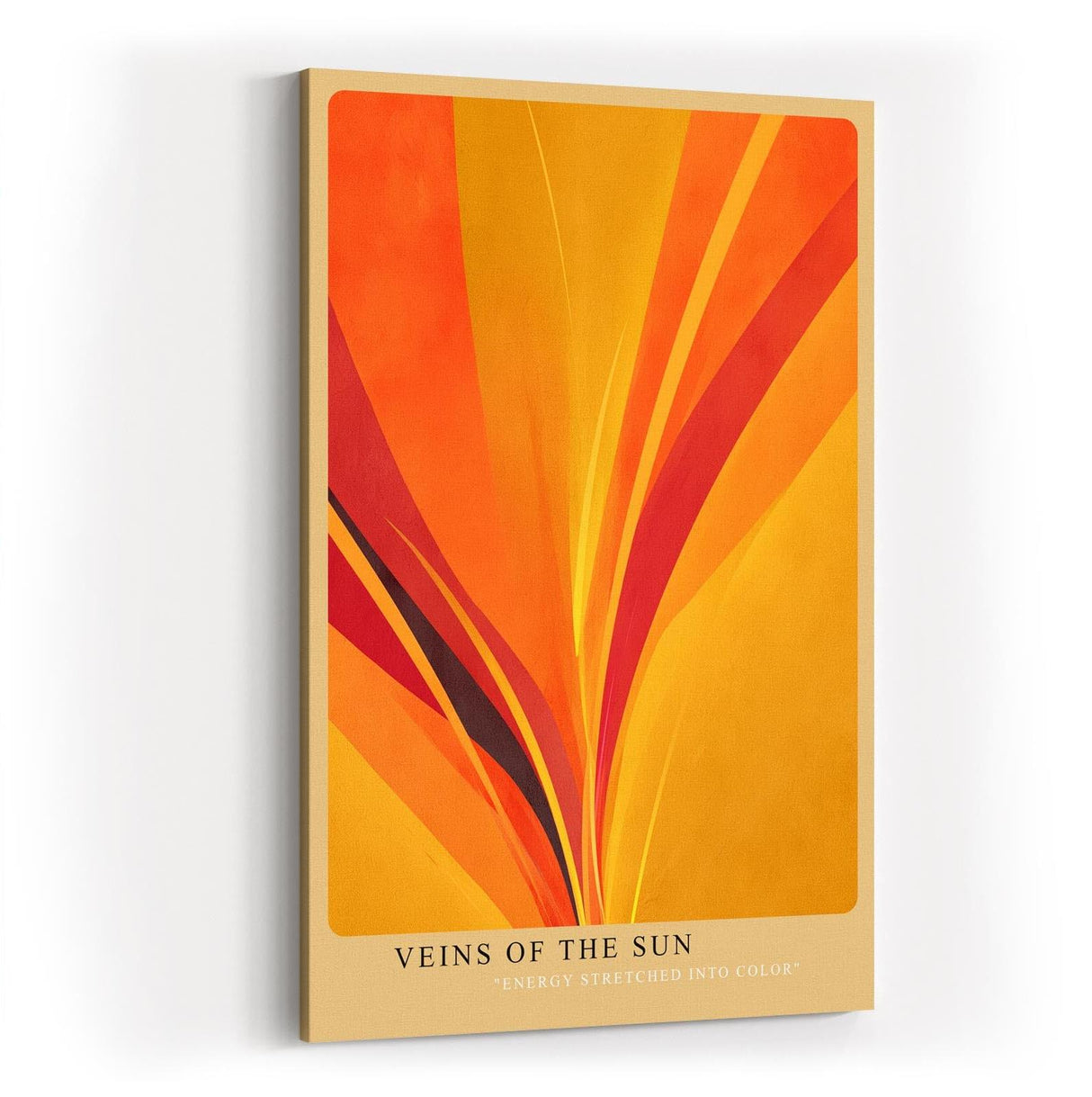 Paul Sinus Wandbild in 40x60cm Veins of the Sun – Abstrakte Komposition aus strahlendem Gelb, Orange und Rot in dynamischer Linienführung