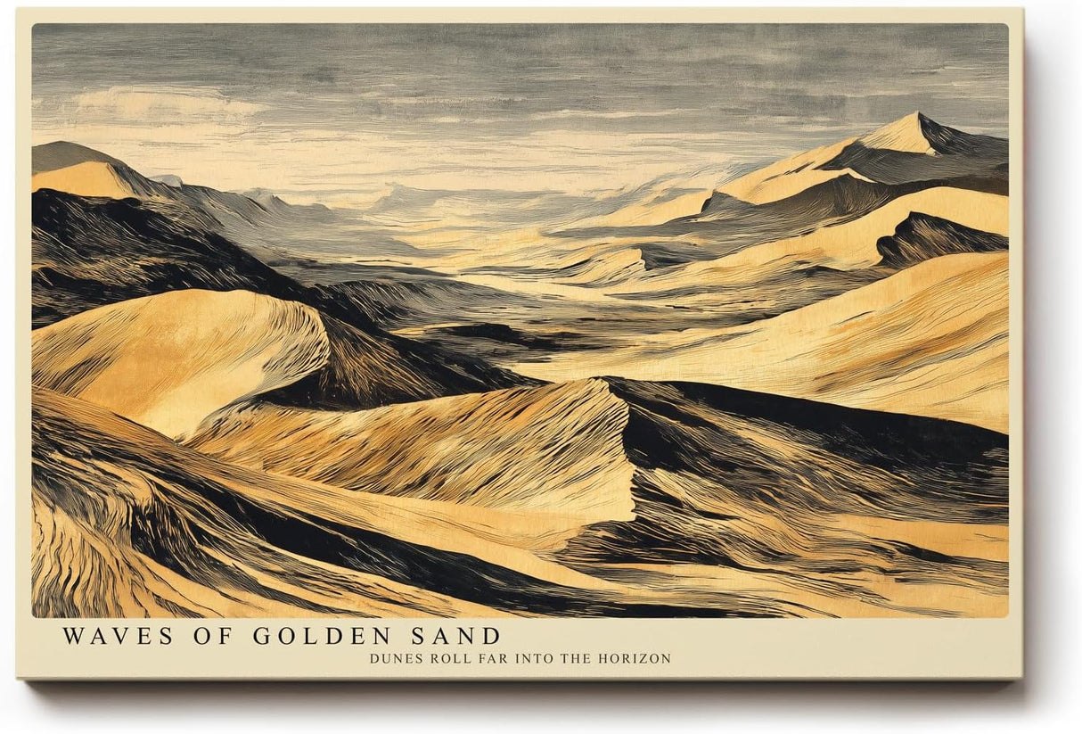 Paul Sinus Wandbild 120x80cm Wuestenlandschaft goldene Sandduenen moderne Landschaftskunst Kunstdruck grosses Wandbild 120x80cm warme Natur Wanddekoration fuer Wohnzimmer Büro