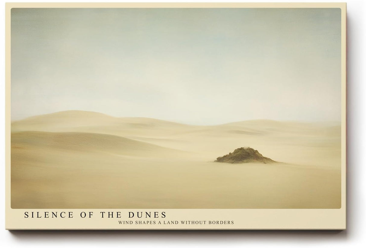 Paul Sinus Wandbild 120x80cm Wuestenlandschaft minimalistisch beige Sandduenen Natur Kunstdruck grosses Kunstbild ruhige Wanddekoration fuer Wohnzimmer Büro Flur