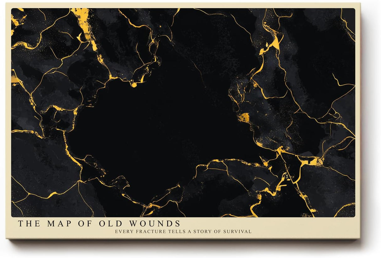 Paul Sinus Wandbild 120x80cm abstrakte Goldstruktur schwarz gold moderne Kunst Marmor Effekt luxuriöse