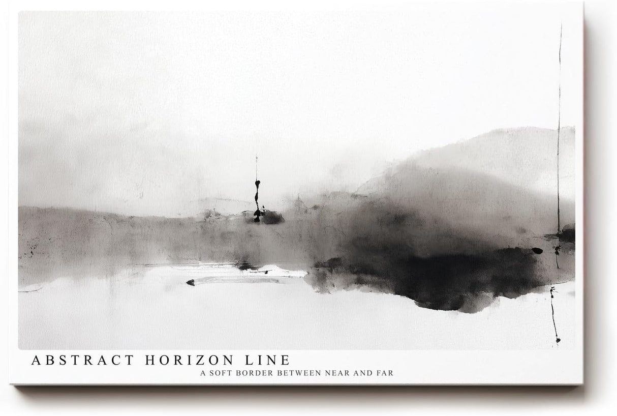 Paul Sinus Wandbild 120x80cm abstrakte Landschaft minimalistisch schwarz weiss moderne Kunst Kunstdruck grosses Kunstbild ruhige Wanddekoration fuer Wohnzimmer Büro