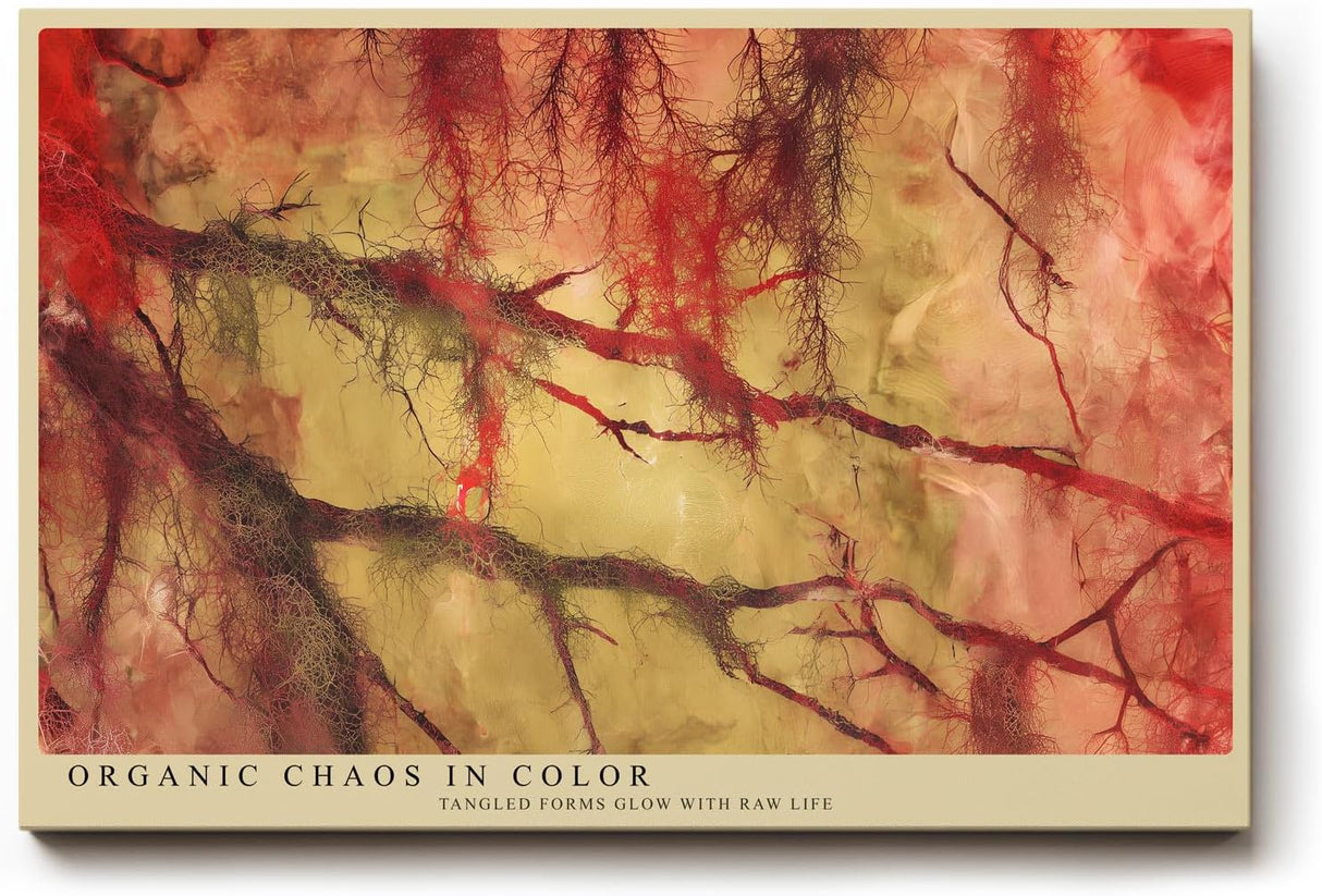 Paul Sinus Wandbild 120x80cm abstrakte Naturstruktur modern rot beige organische Formen Kunst Kunstdruck grosses Kunstbild stilvolle Wanddekoration fuer Wohnzimmer Büro Flur