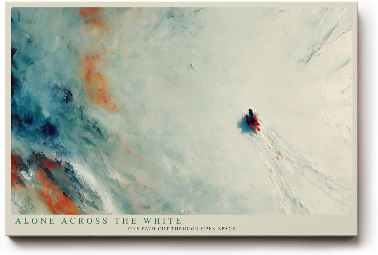 Paul Sinus Wandbild 120x80cm abstrakte Winterlandschaft minimalistische Naturkunst weiss blau modernes Kunstbild stilvolle Wanddekoration fuer Wohnzimmer Büro Flur