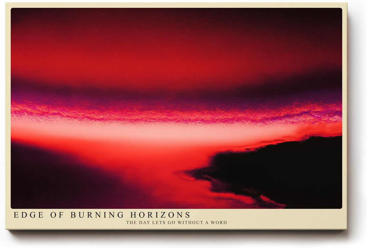 Paul Sinus Wandbild 120x80cm abstrakter Himmel modern rot dramatische Landschaft Kunst Kunstdruck grosses Kunstbild ausdrucksstarke Wanddekoration fuer Wohnzimmer Büro
