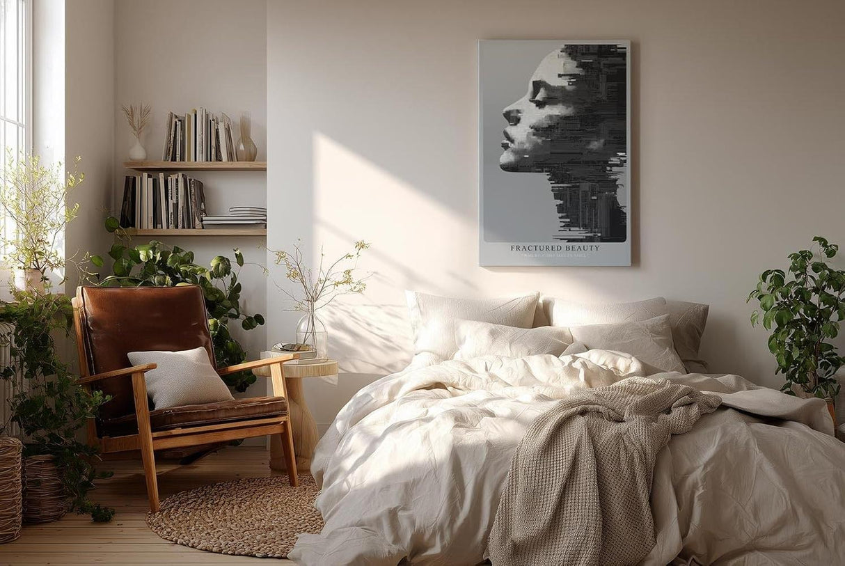 Paul Sinus Wandbild in 40x60cm abstraktes Porträt im digitalen Pixelund Linienstil – modernes Kunstmotiv in Schwarz-Weiß