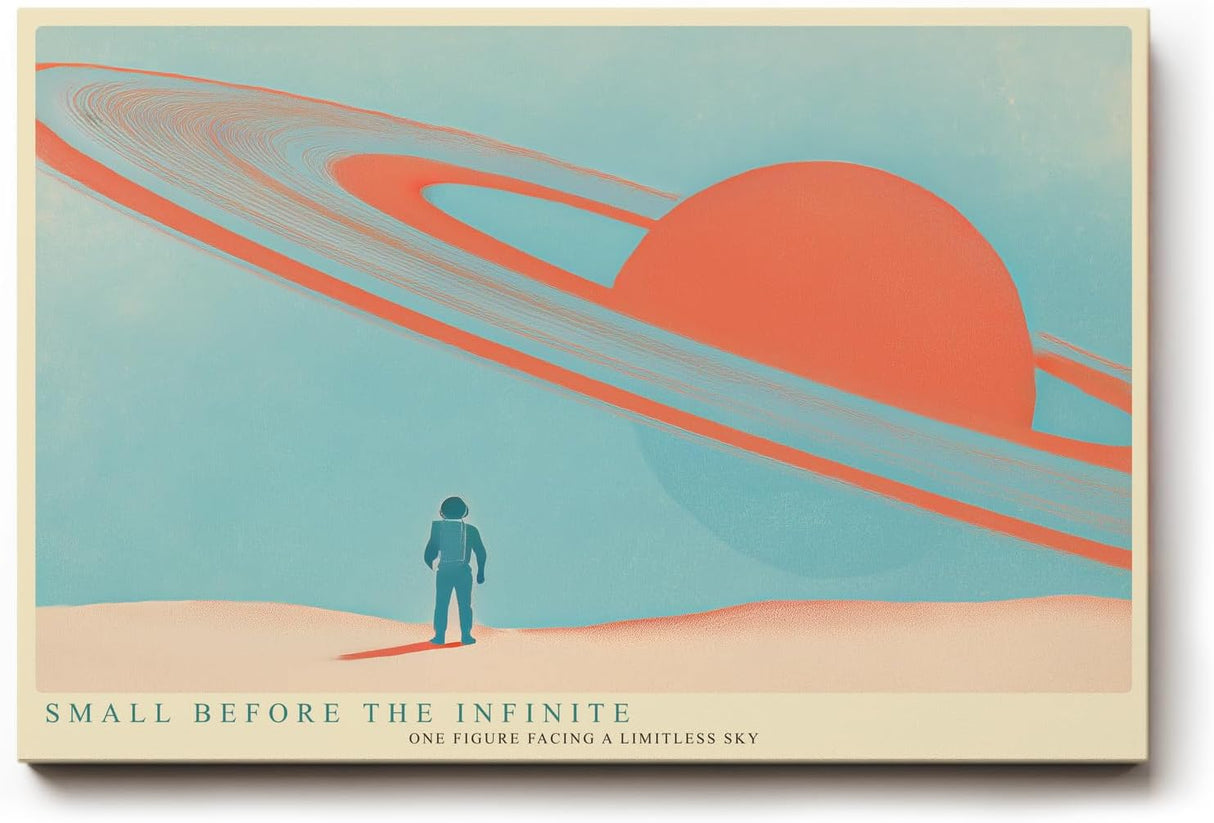 Paul Sinus Wandbild 120x80cm futuristische Landschaft Planet Saturn modern minimalistische Weltraum Kunst grosses Science Fiction Kunstbild Wanddekoration fuer Wohnzimmer Büro