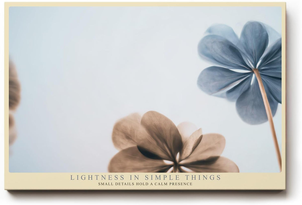 Paul Sinus Wandbild 120x80cm minimalistische Blumen Illustration in sanften Blau und Beigetönen ruhige florale Kunst modernes Naturbild für Wohnzimmer Büro