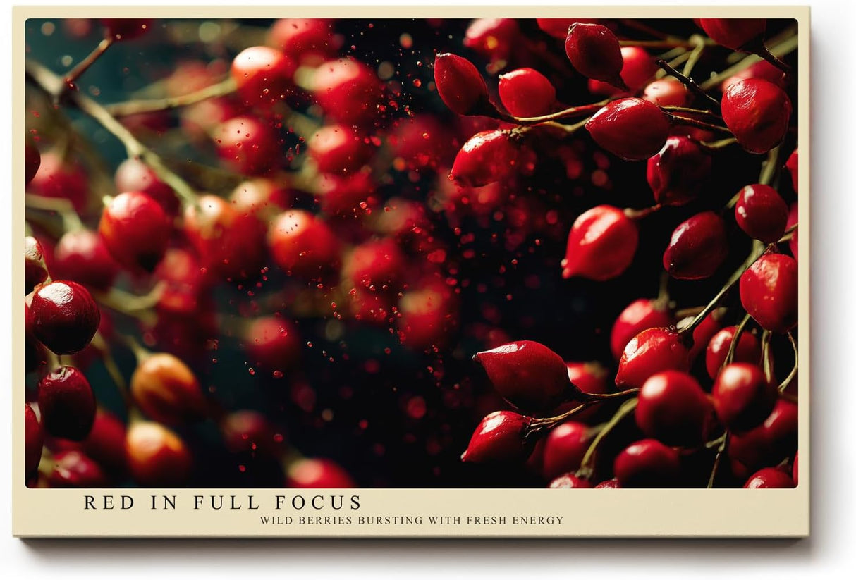 Paul Sinus Wandbild 120x80cm rote Wildbeeren Makrofotografie lebendige Natur Fotokunst mit leuchtenden Farben modernes Fruchtbild für Küche Esszimmer Wohnzimmer