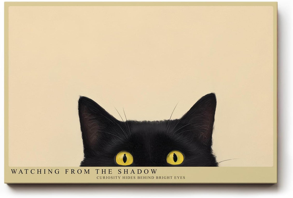 Paul Sinus Wandbild 120x80cm schwarze Katze mit gelben Augen minimalistisches Tierportraet moderne Katzenkunst stilvolle Wanddekoration fuer Wohnzimmer Büro