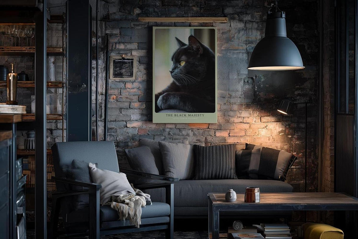 Paul Sinus Wandbild in 40x60cm schwarzer Kater im Profil – edles Tierporträt mit intensiven Augen für stilvolle Raumgestaltung