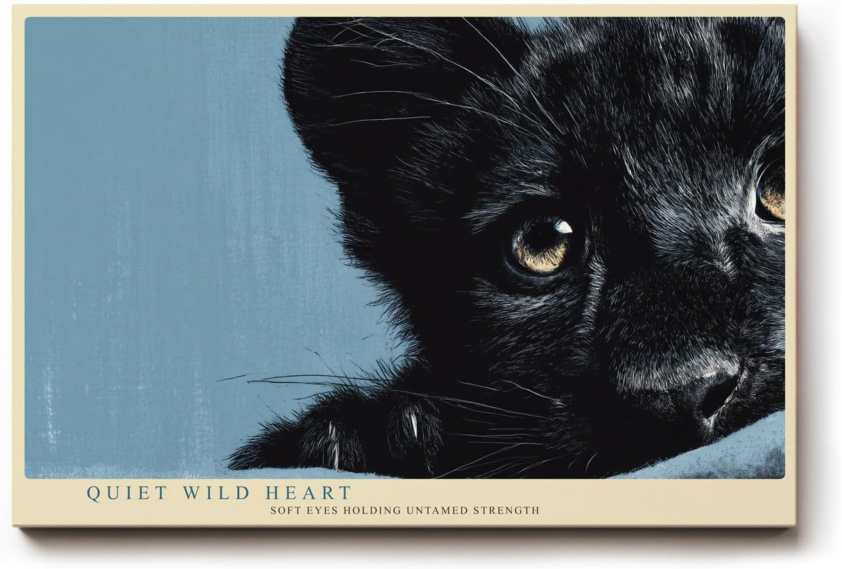 Paul Sinus Wandbild 120x80cm schwarzer Panther Tierportrait moderne Wildtier Fotografie stilvolle Wanddekoration fuer Wohnzimmer Büro