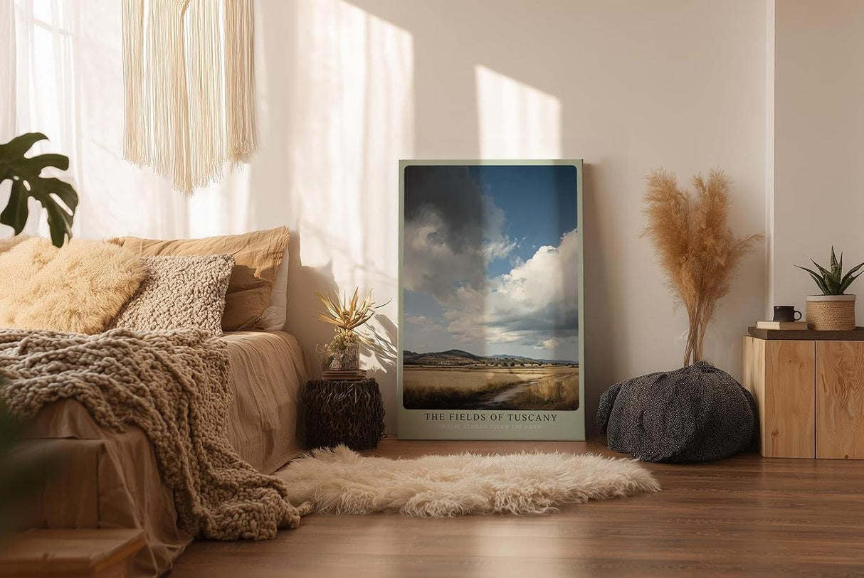 Paul Sinus Wandbild in 40x60cm toskanische Felder unter imposantem Himmel – mediterranes Landschaftsmotiv für warme Wohnakzente