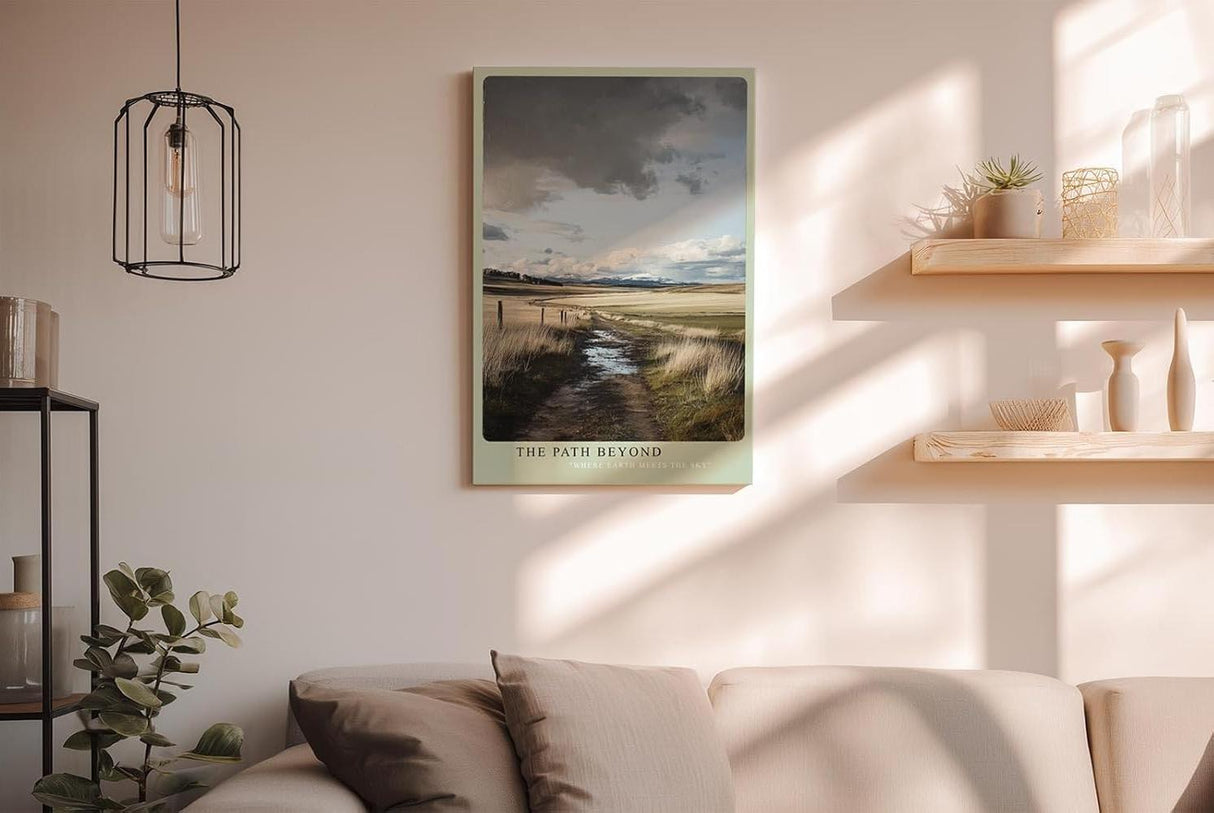 Paul Sinus Wandbild in 40x60cm weiter Feldweg unter wechselndem Himmel – atmosphärisches Landschaftsmotiv für natürliche Raumakzente