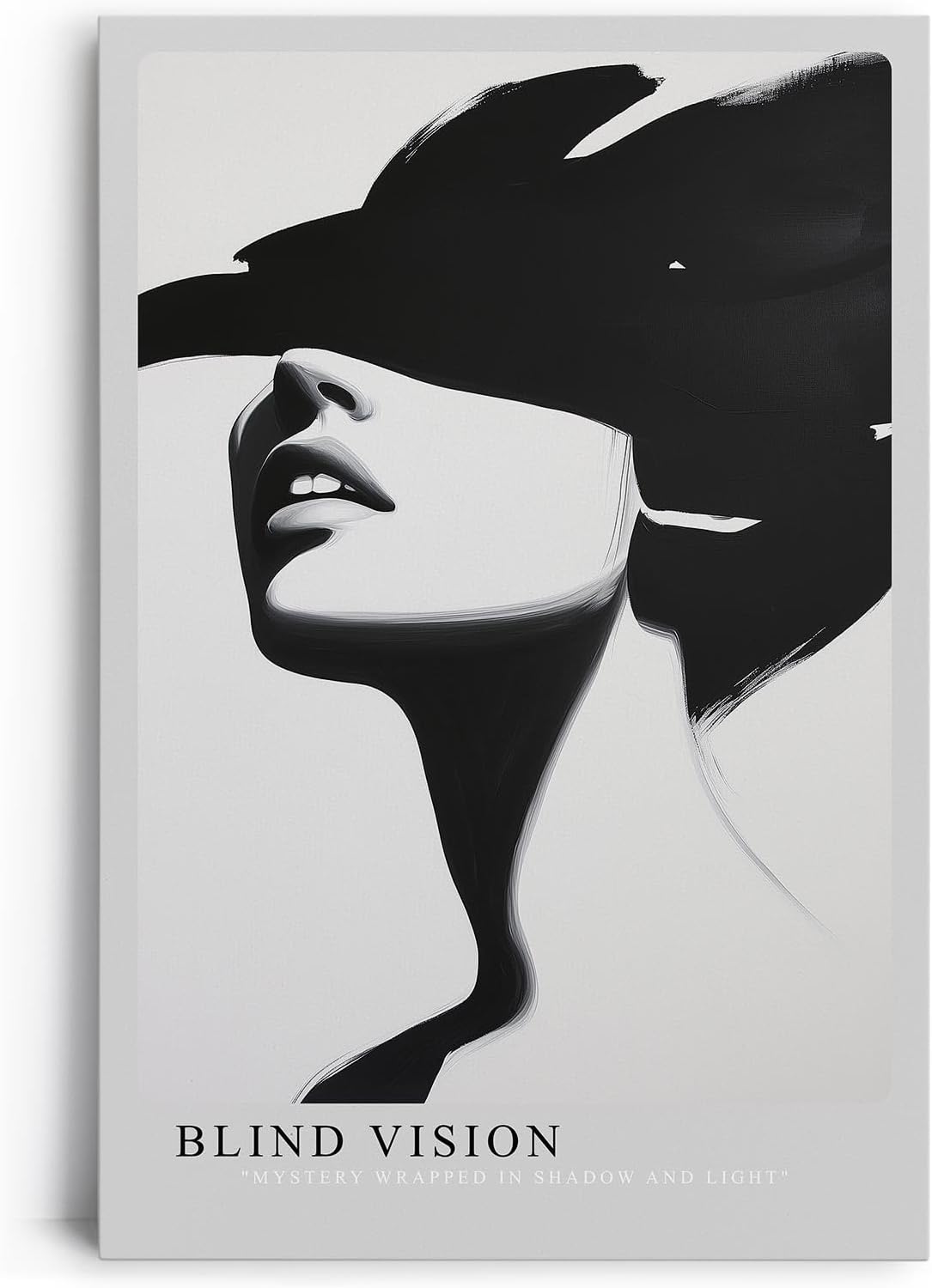 Paul Sinus Leinwandbild 40x60cm abstraktes Porträt einer Frau in Schwarz-Weiß mit modernem Minimalismus – kunstvolles Leinwandbild